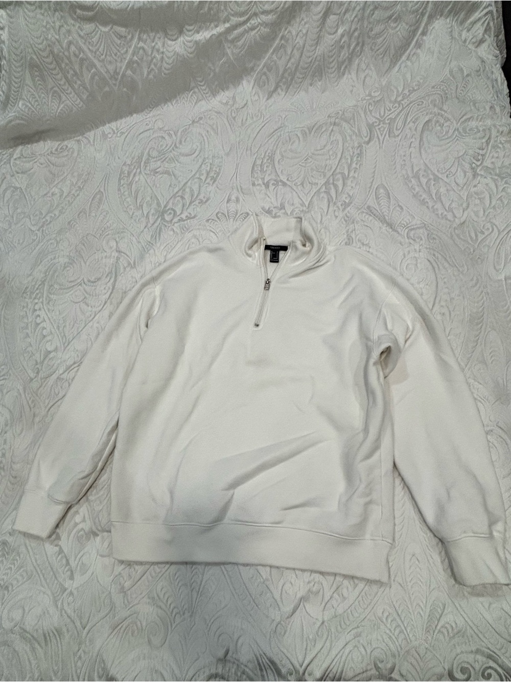 Forever 21 White Fleece Polyester 1/4 Zip Mock Neck Sweatshirt Size S